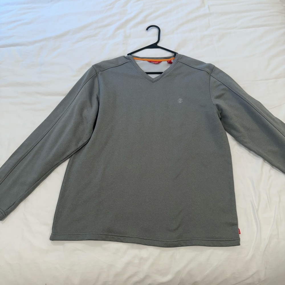 IZOD LOGO M V-NECK GRAY LONG SLEEVED SWEATER